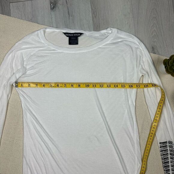 Thomas Wylde White Tunic Top Long Sleeves Embellished Rhinestones White Size S - Picture 7 of 7